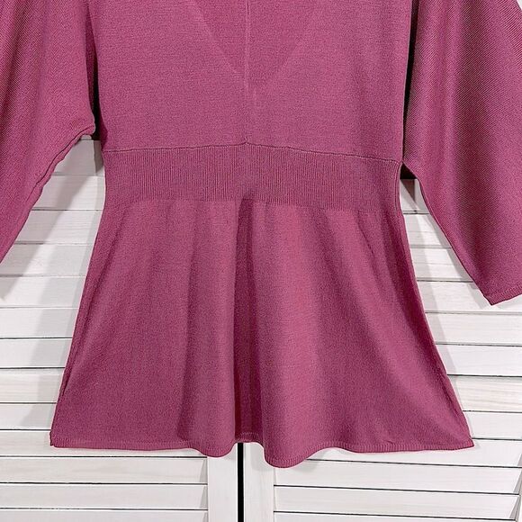 MIXIT Sweater Medium Pink Wool Blend Plunge Neckline - Picture 5 of 13